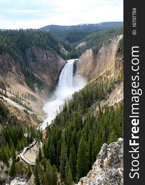 Waterfall in grand canyon of yellow stone national park