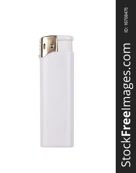 White cigarette lighter isolated on a white background