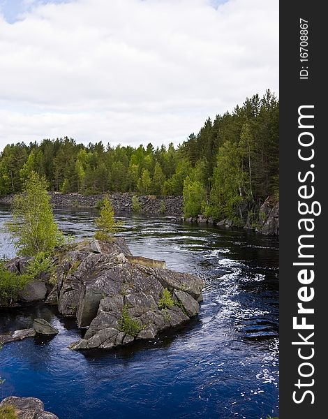 Rocky island on Lower Vyg river, Karelia, Northern Russia.