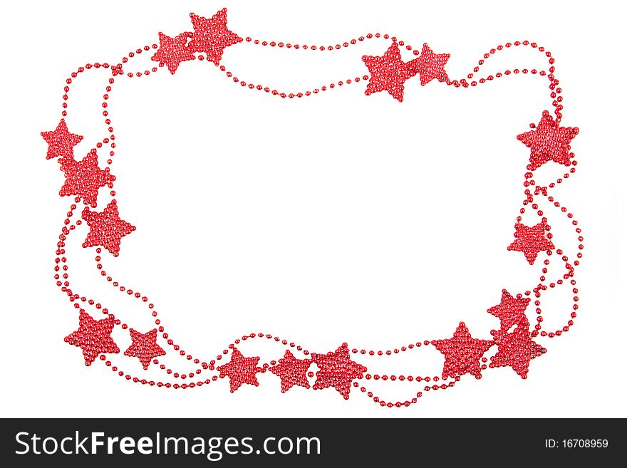 Celebration frame with shiny red stars isolated on white background. Celebration frame with shiny red stars isolated on white background