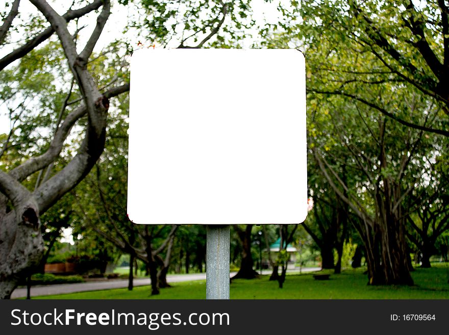 Banner white background square in the park. Banner white background square in the park.