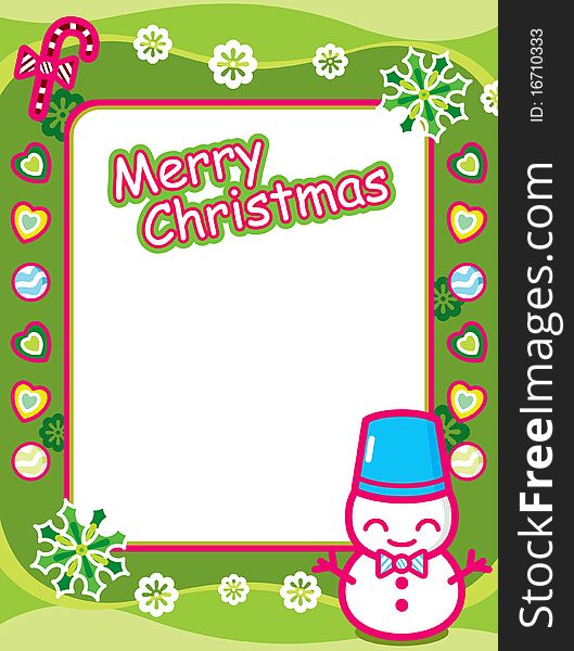 Illustration of christmas frame background with snowman. Illustration of christmas frame background with snowman