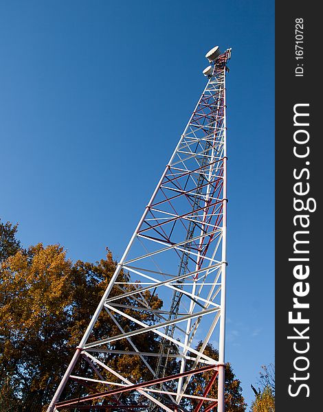 Comunication antenna against blue sky