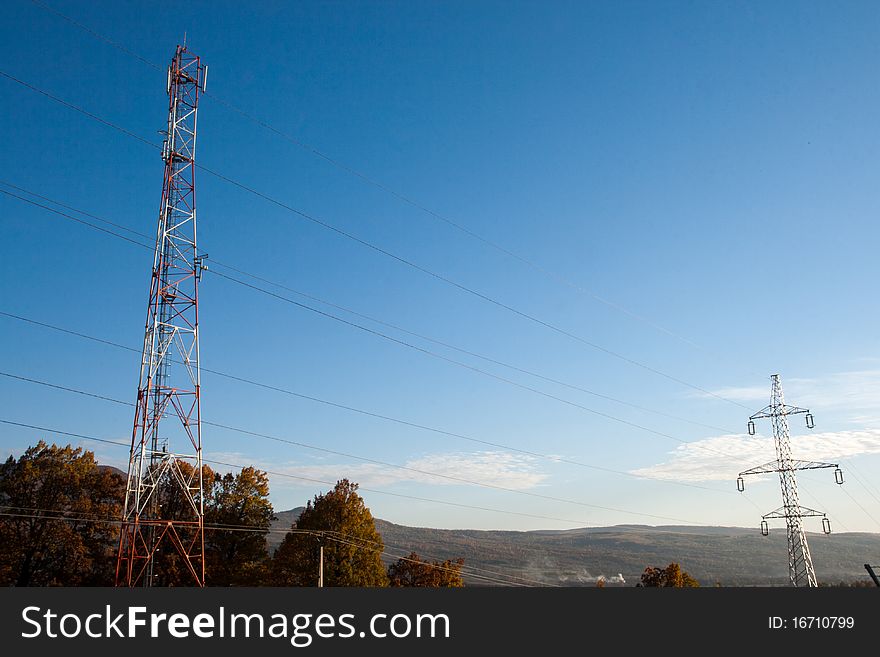 Comunication antenna against blue sky