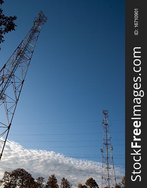 Comunication antenna against blue sky