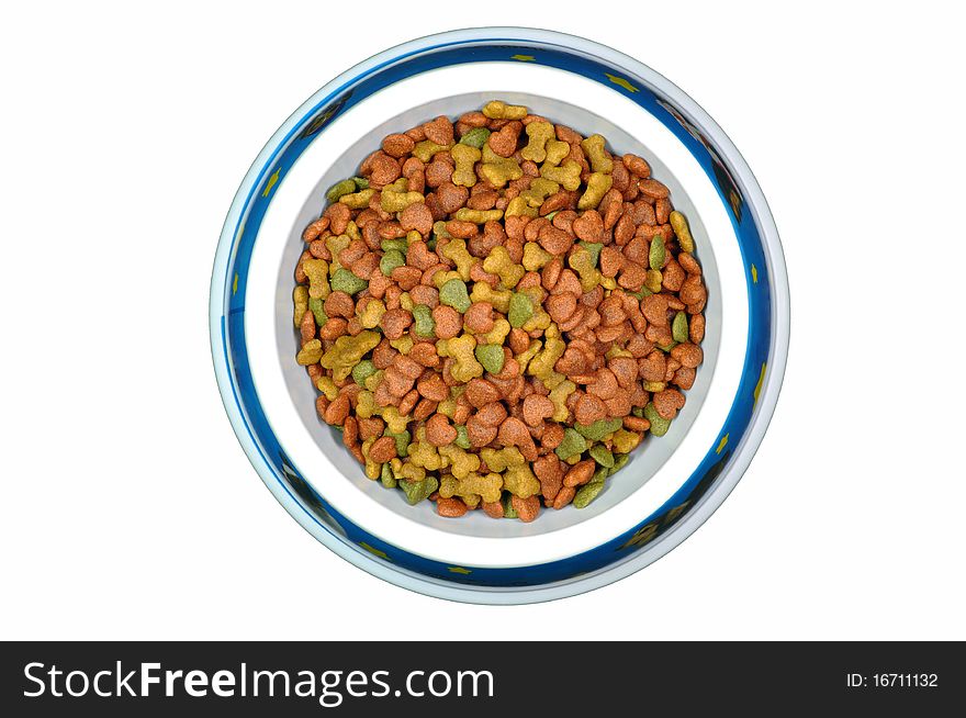 Pet food in bowl.