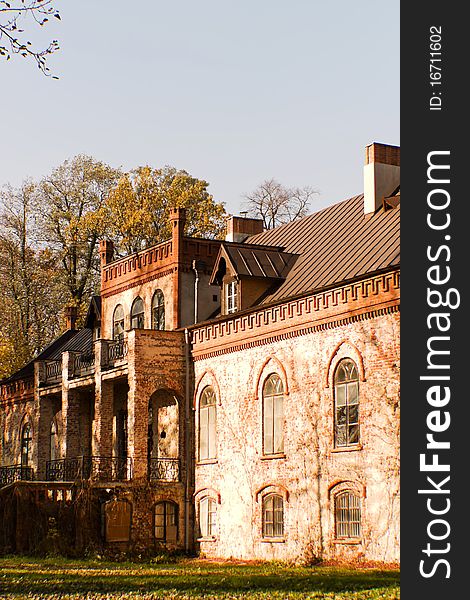 Historic architecture of the building on a bright sunny day