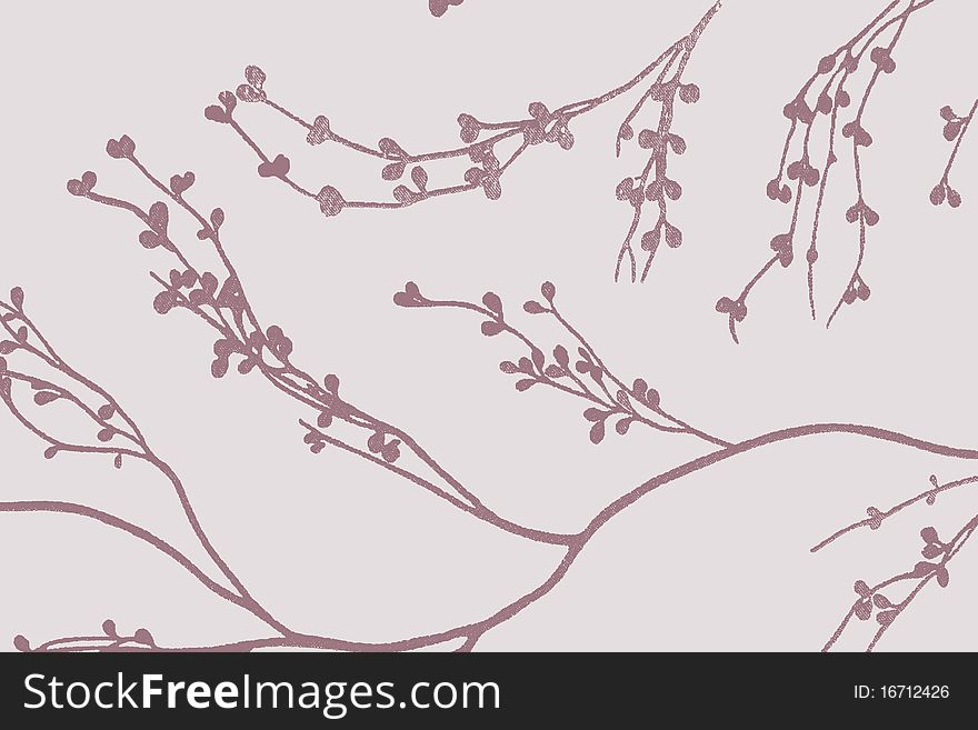 Dusty pink blossom graphic on pale pink background