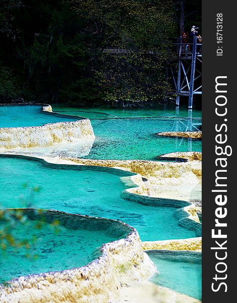 Blue pools in Huanglong Scenic and Historic Interest Area