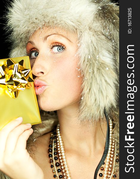 Luxury female with gift voucher coupon. Luxury female with gift voucher coupon