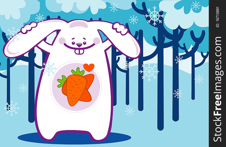 Rabbit at which in a stomach carrot (winter). Rabbit at which in a stomach carrot (winter)