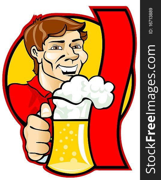 Man with a beer glass ()
