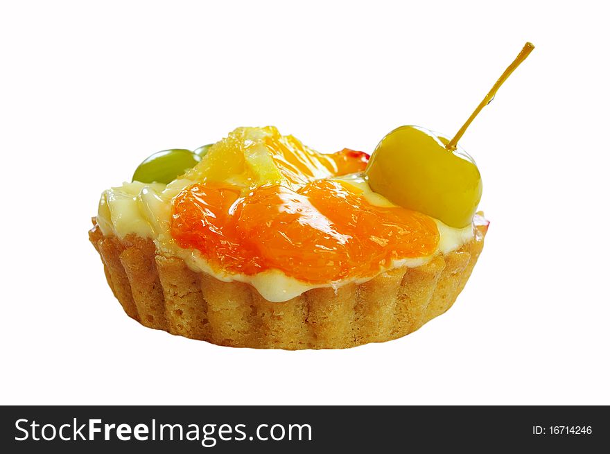 Sweet fruit cake with small apple.