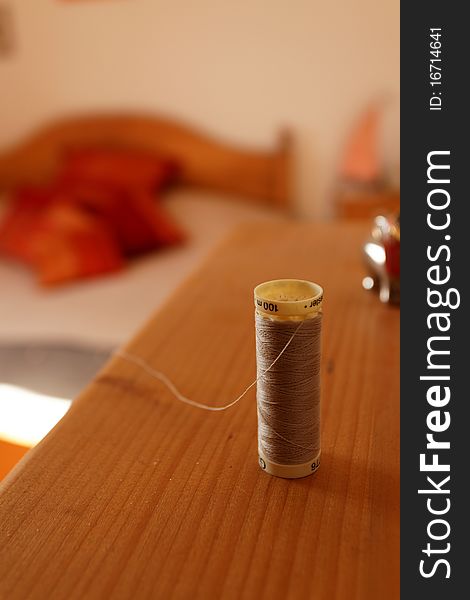 Cotton thread reel in bedroom