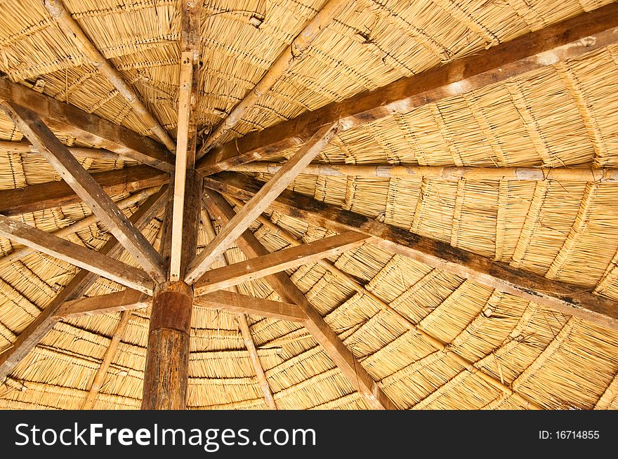 Close up of old wood umbrella