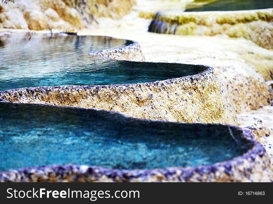 Blue lake in  autumn huanglong,china