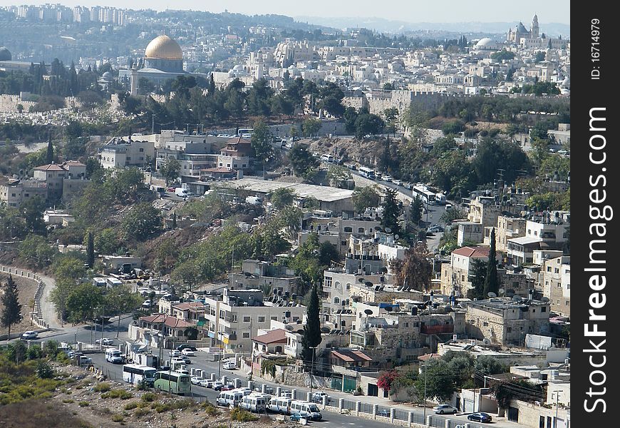 Houses and roads on the hillside in Jerusalem, Israel. Houses and roads on the hillside in Jerusalem, Israel