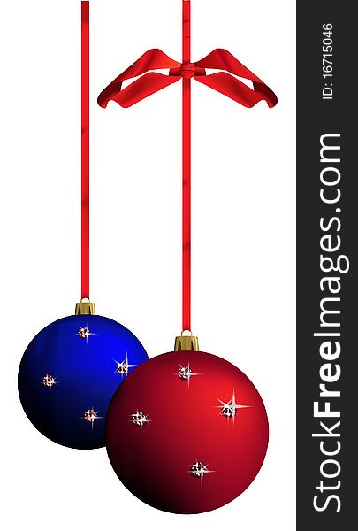 Vector Christmas balls, red nad blue. Vector Christmas balls, red nad blue