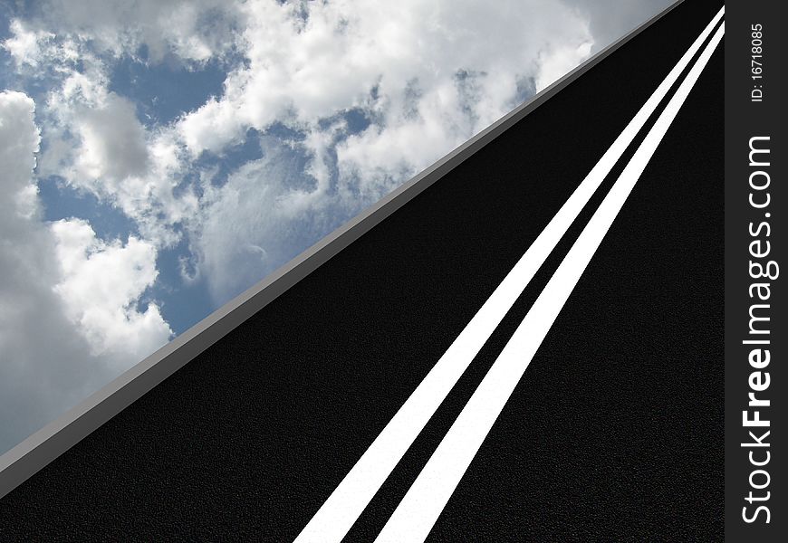 Road leading into the sky. 3D