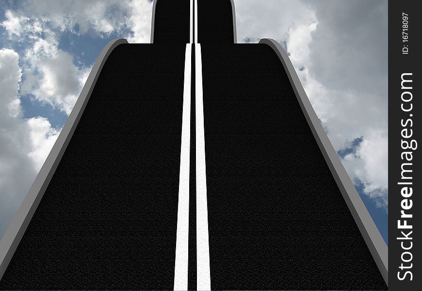 Road Leading Into The Sky. 3D