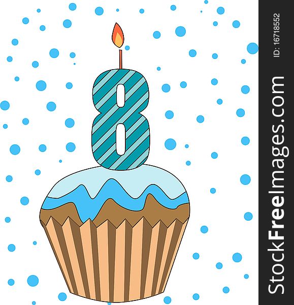 Cup cake with numeral candles-illustration