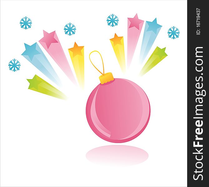 Pink christmas ball with star splash