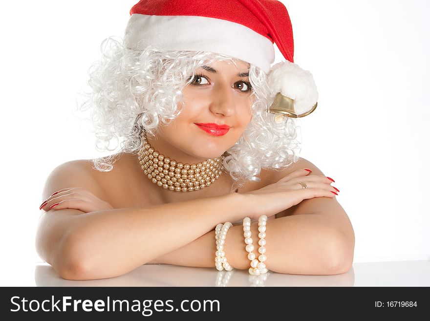 Christmas woman in santa hat
