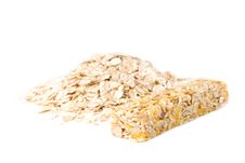 Muesli Snack Stick And Oat Flakes Royalty Free Stock Photo
