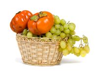 Ripe Persimmons And Grapes Stock Photo Ripe Persimmons And Grapes Stock Photo