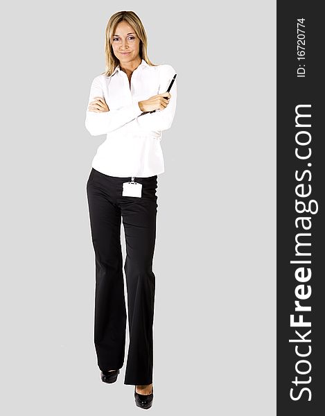 Confident Businesswoman On A White Background