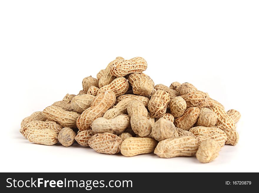 Shooting a bunch of peanuts on a white background. Shooting a bunch of peanuts on a white background