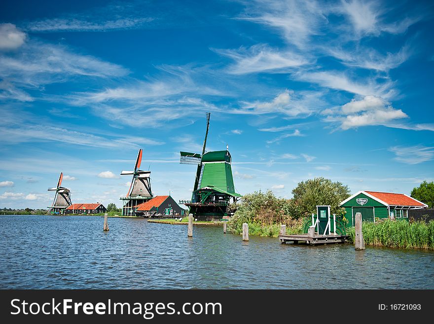 Windmill landscape in the Zaanse Schans, the netherlands