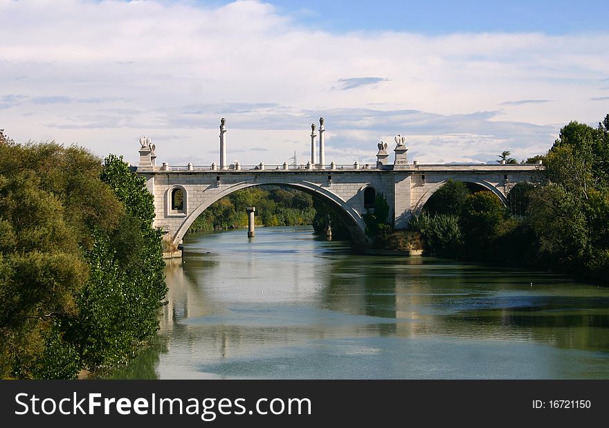 A bridge of Rome named Corso Francia on the Tiber river