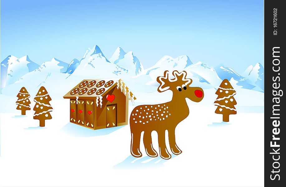 Rudolph gingerbread, santa snow and rudolf