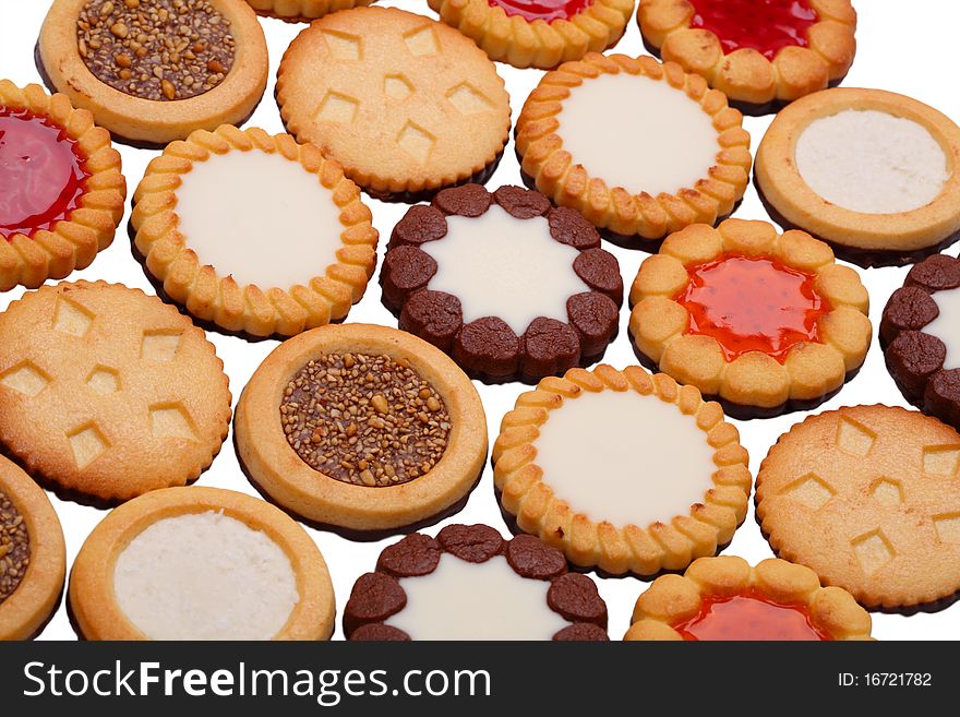 Several tasty cookies isolated on white background. Several tasty cookies isolated on white background
