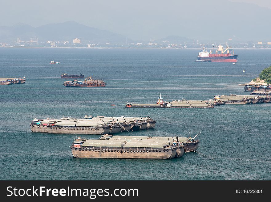 Ship transfer goods  on the sea