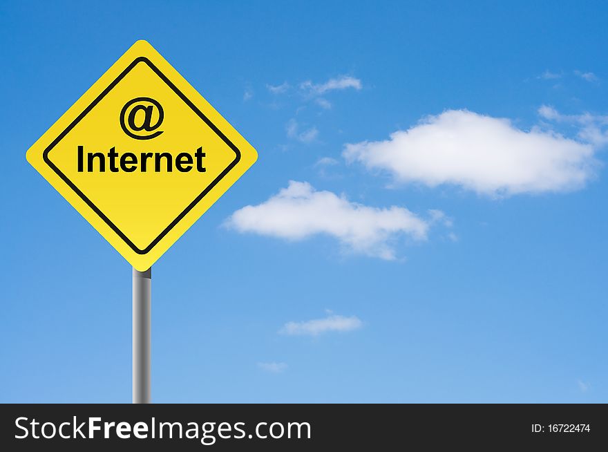 Sign internet on sky background. Sign internet on sky background.