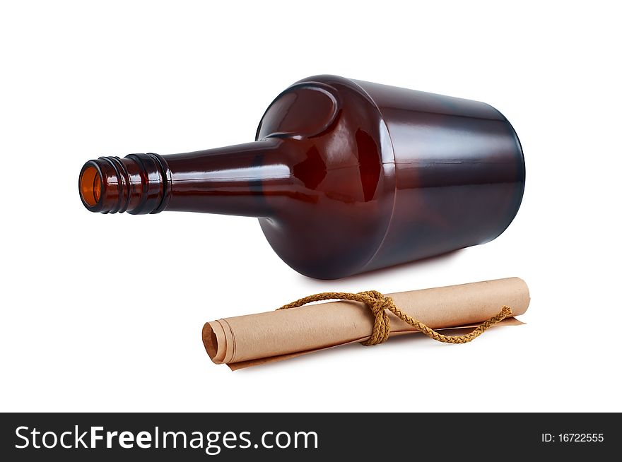 Bottle, Paper Roll Isolated.