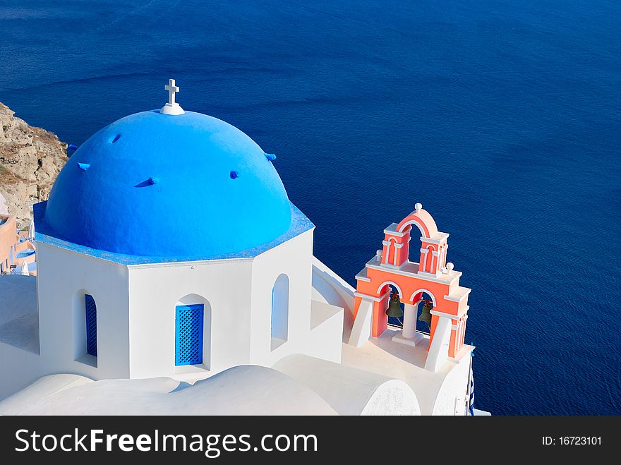Blue church on santorini island greece. Blue church on santorini island greece