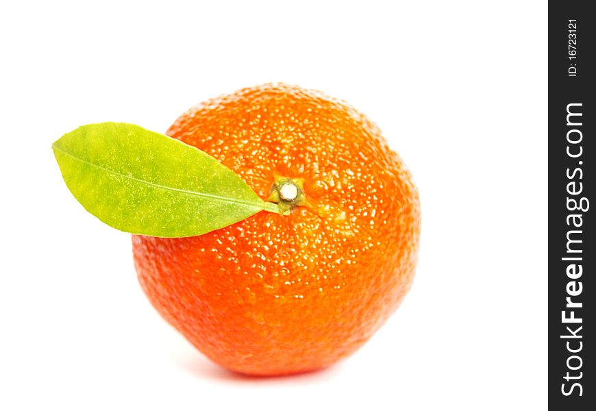 Ripe juicy mandarin orange on white background
