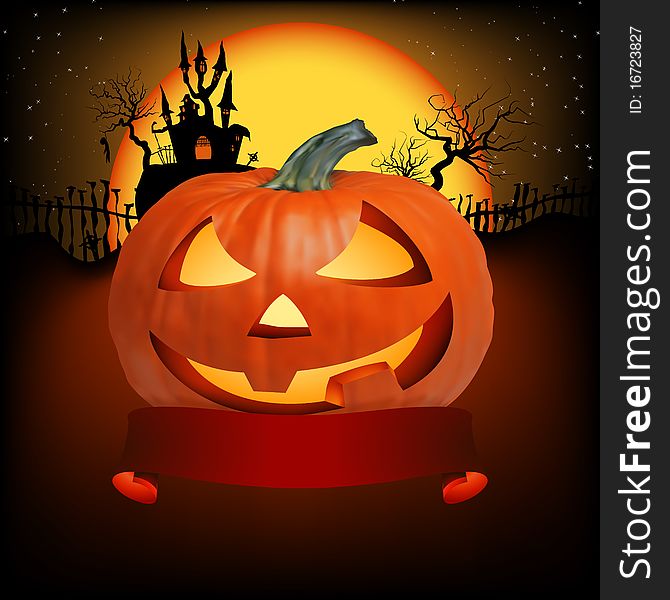 Halloween pumpkin with ribbon. EPS 8 file included. Halloween pumpkin with ribbon. EPS 8 file included