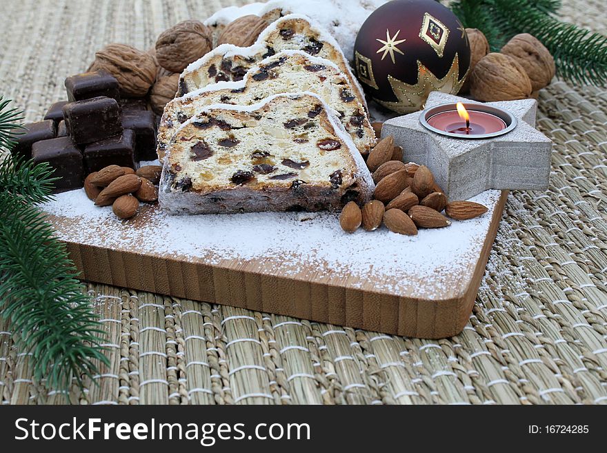 Stollen - traditional German Christmas bread. Stollen - traditional German Christmas bread