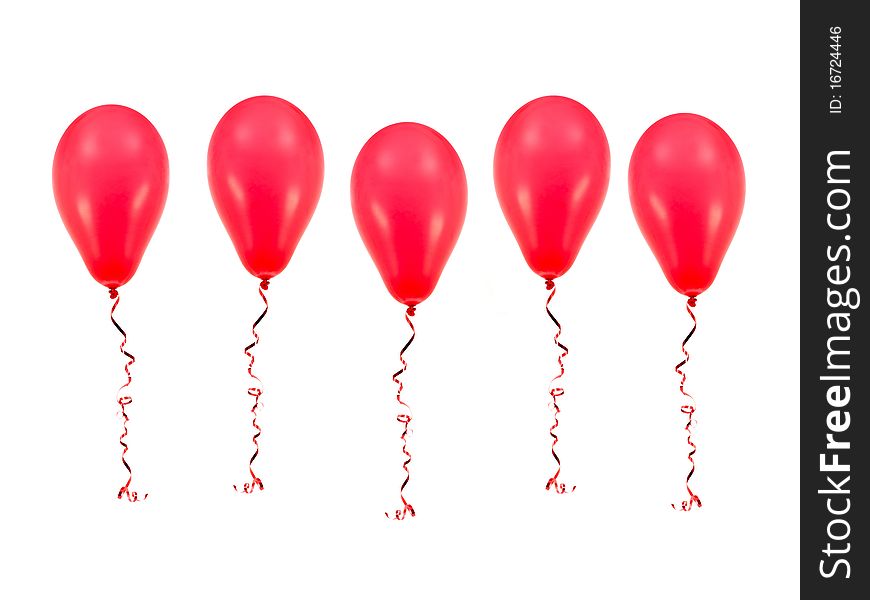 Red balloons isolated against a white background