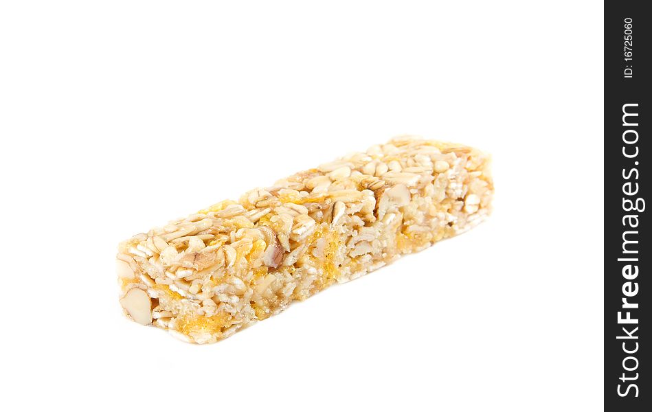 Muesli snack stick isolated on white