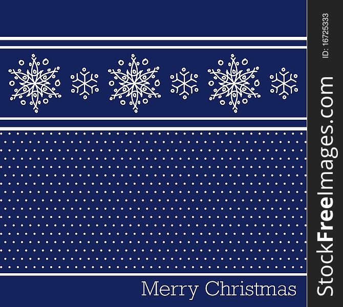 Blue merry christmas background with white snowflakes