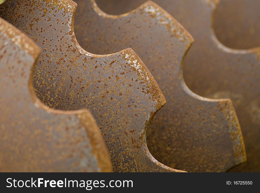 Old and rusty wheel plow, detail. Old and rusty wheel plow, detail