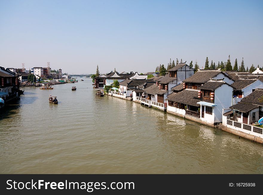 Chinese Ancient town on a river. Chinese Ancient town on a river