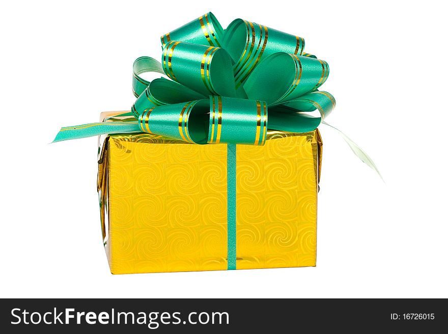 Box with present isolated on white background