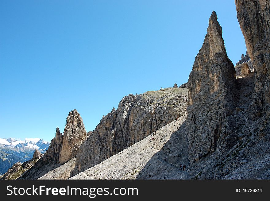 Scenic mountain landscape in Italian dolomites - Fassa Valley. Scenic mountain landscape in Italian dolomites - Fassa Valley.