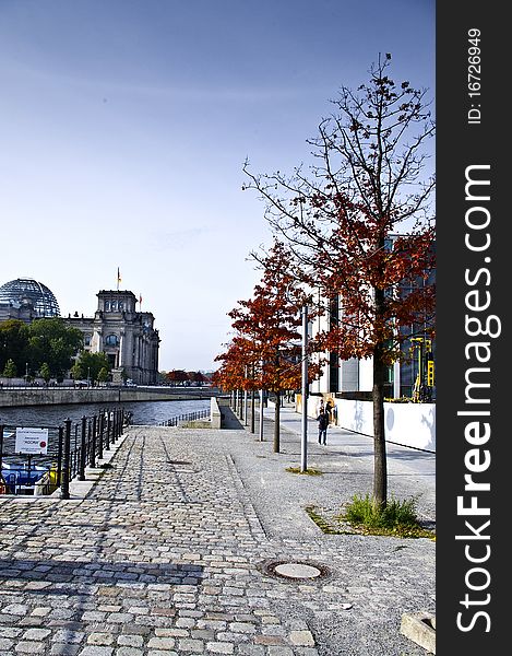city center of Berlin in the autumn, the River Spree. city center of Berlin in the autumn, the River Spree